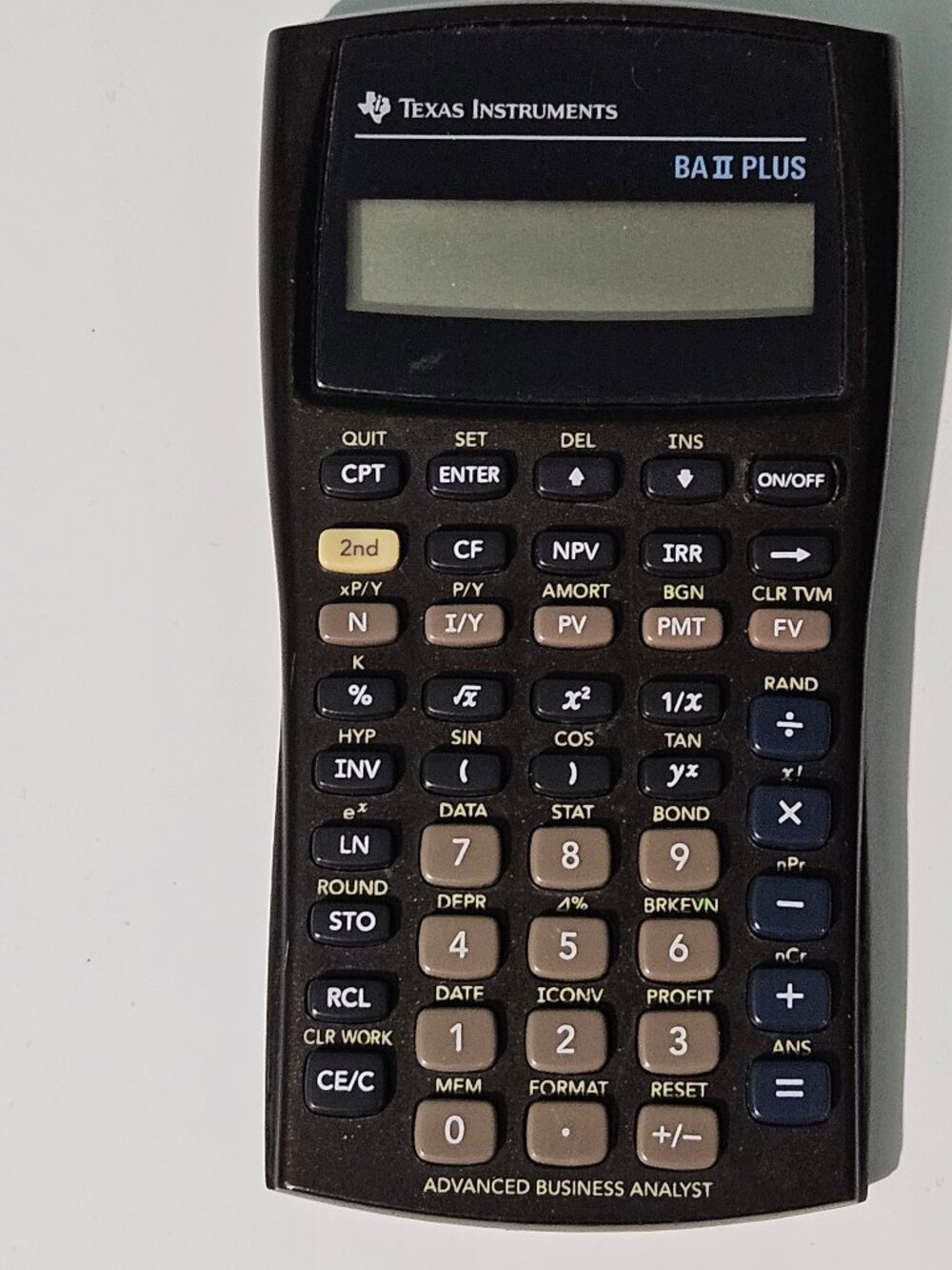 Texas Instruments BA II Plus Business Analyst Calculator Financial Brown Tested - Picture 2 of 6